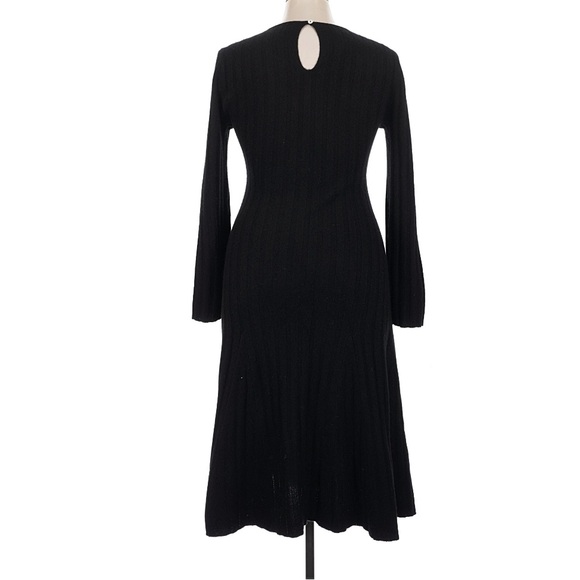 Quince Mongolian Cashmere Wide Ribbed Midi Dress in Black Size Large - Picture 5 of 8